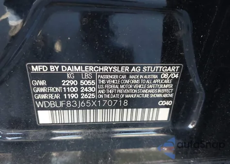 2005 Mercedes-Benz E 500 4Matic из США, поврежденный, VIN WDBUF83J65X170718